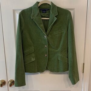 Ralph Lauren Blue Label Green Corduroy‎ Blazer Jacket Women’s 4 Small
